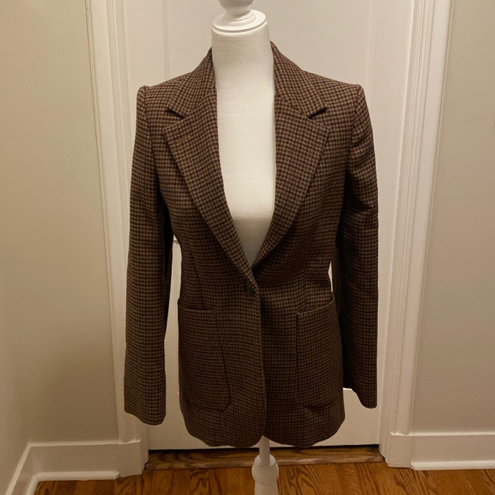 Mango Houndstooth Brown Blazer